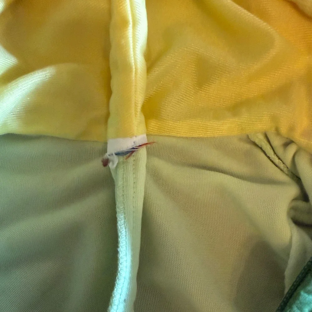 Vtg 80s Baby Flower Costume‎ Hooded Petal Jumpsuit Mint Pink Yellow